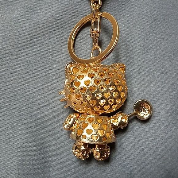 Hello Kitty Orange Lollipop Bejeweled Swivel Keychain - Picture 2 of 3